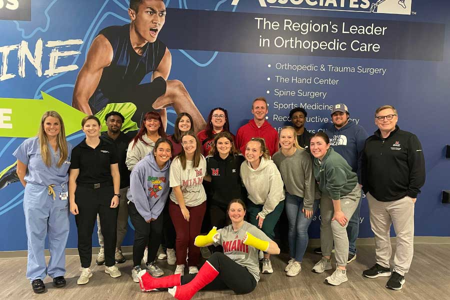 Master of Athletic Training students at the Orthopedic Associates of SW Ohio