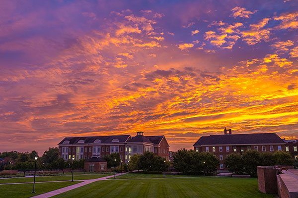sunrise over psychology building